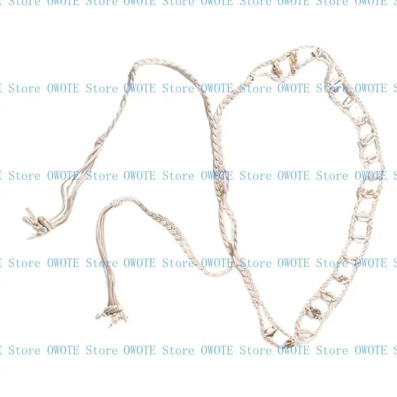 

652F Cowgirl Waist Belts for Braided Vintage Tie Belt with Seashells for Impressive Woven Stage Street Dance