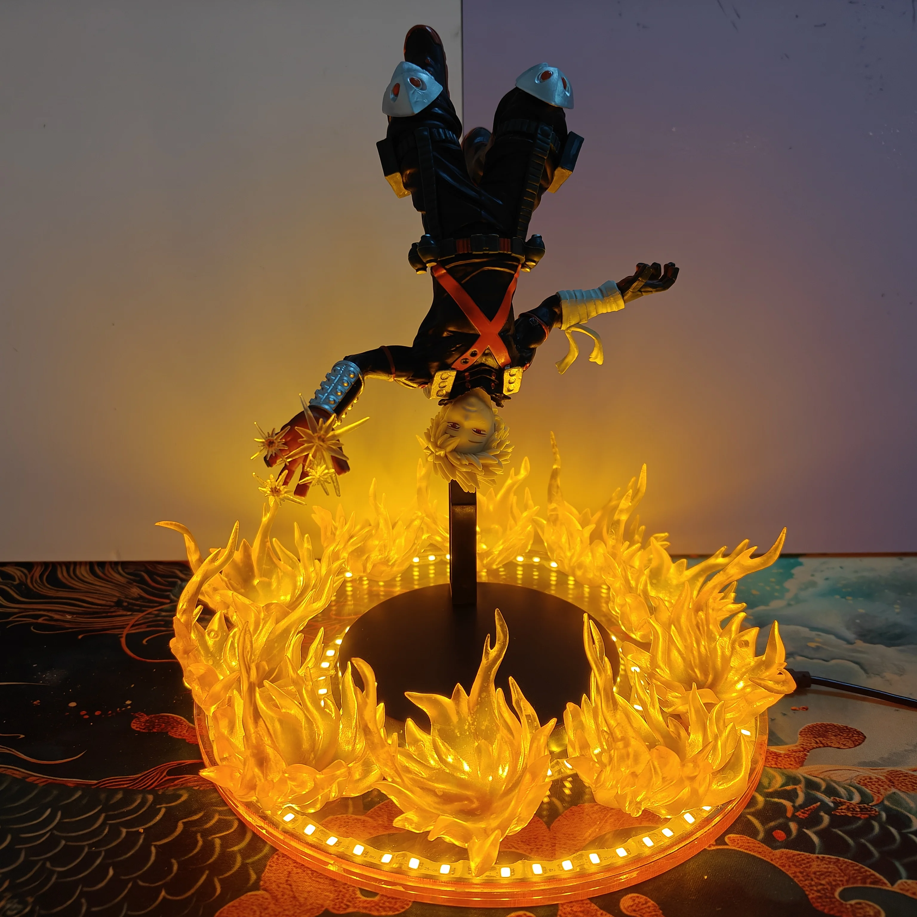 Figura de Acción de Katsuki Bakugo de My Hero Academia con Efecto de Explosiones LED, Iluminación DIY, Boku no Hiro Akademia