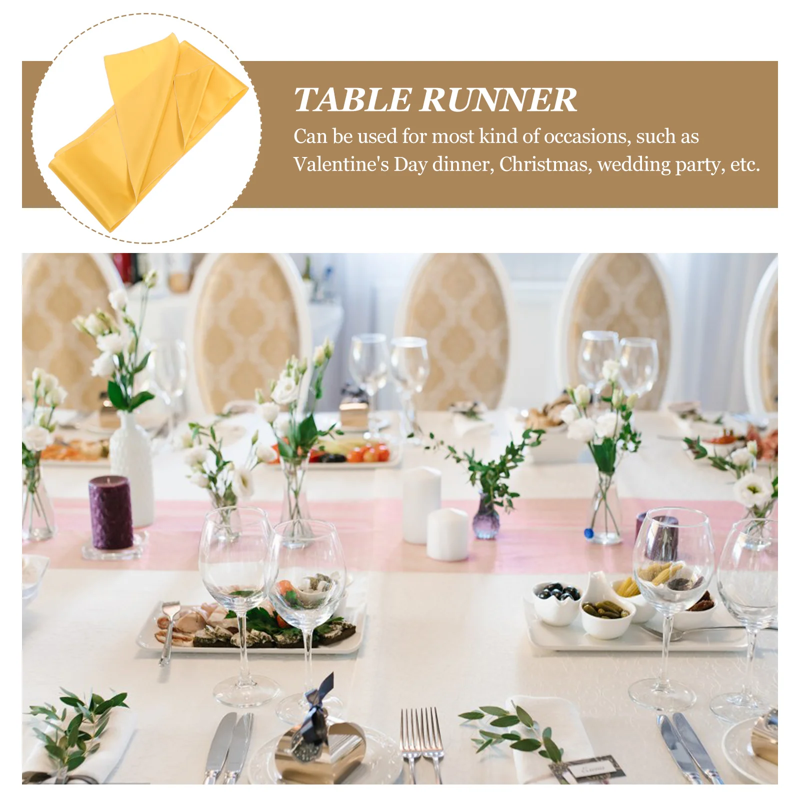 

4Pcs Satin Table Runner Soft Smooth Material Long Table Runners Wedding Party Festival Decor Hotel Tablecloth Festive Tablecloth