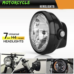 Universal 7 Inch H4 35W Round Blub Motorcycle Headlight Black With 9Wire Turn Signal Light Mount Bracket For Motorcycles