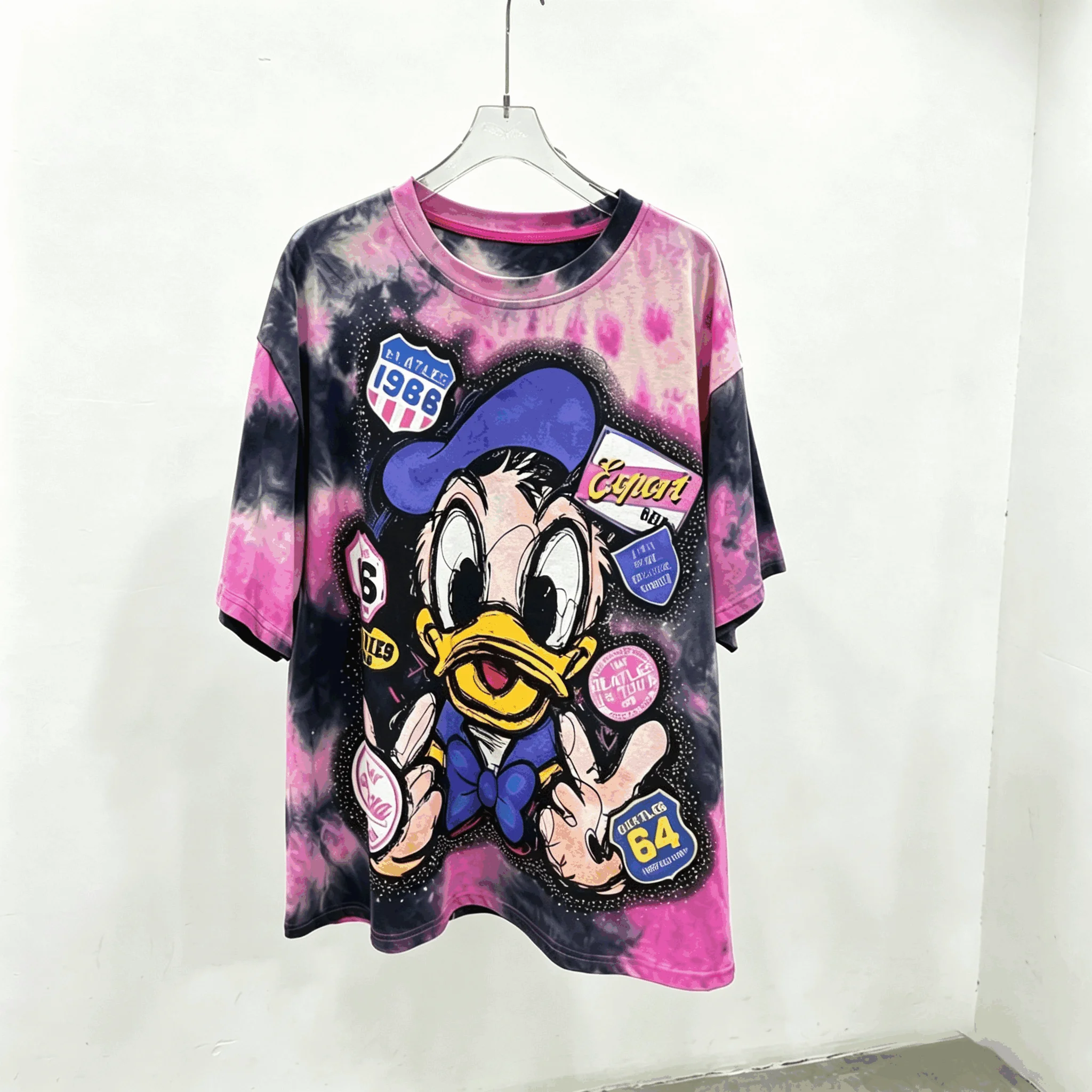 European and American trendy brand new women's T-shirt short sleeved loose cartoon printed heavy sequin embroidered top A11 view 5