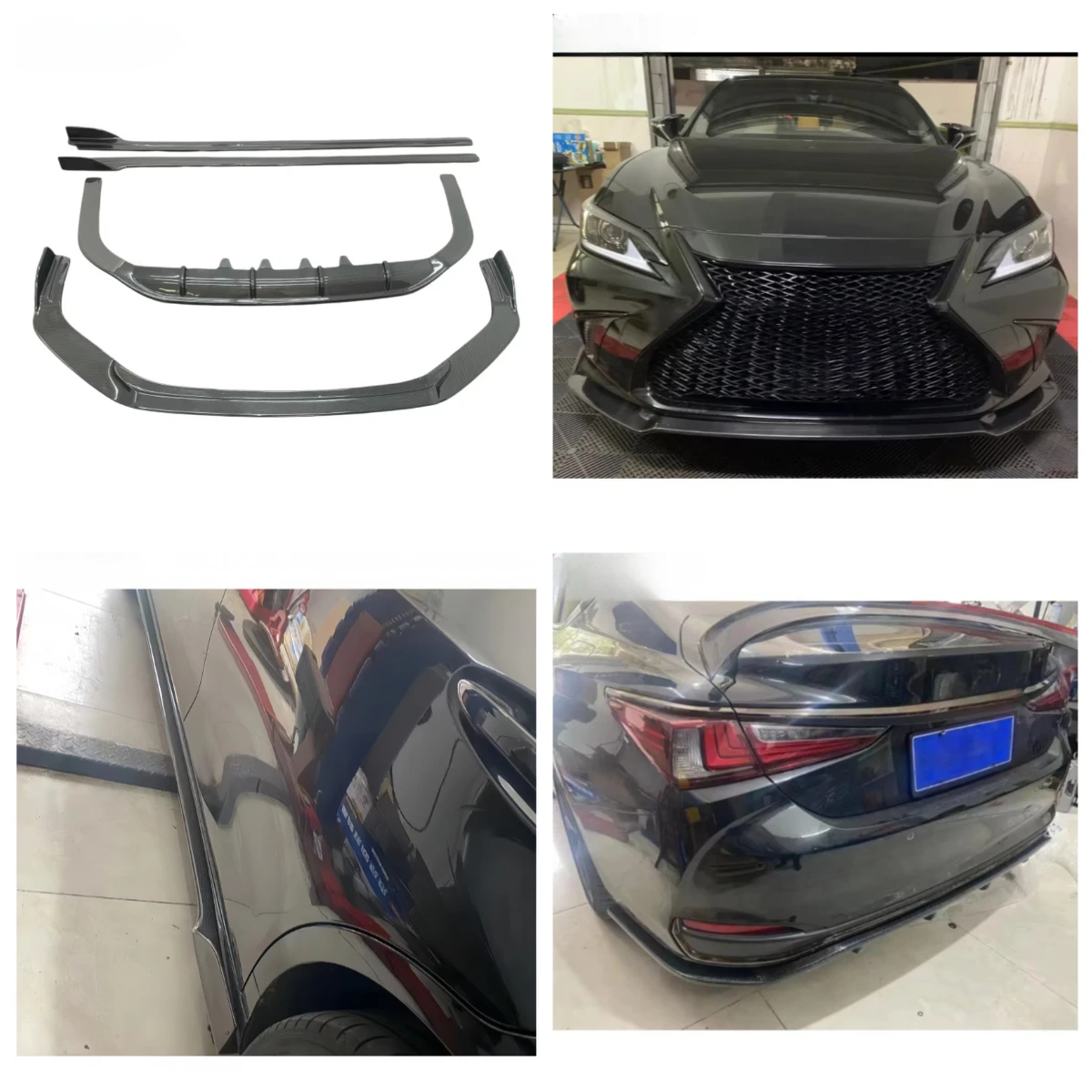 ES Carbon Fiber Body Kit, Suitable for 2018-2021 Lexus ES 200 300 350 F Sport Front and Rear Diffuser Skirt Body Kit