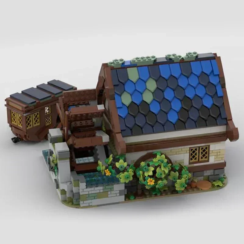 Moc قوالب بناء القرون الوسطى عرض الشارع نموذج القرون الوسطى تكنولوجيا الطاحونة المائية وحدات كتل هدية عيد الميلاد لعبة لتقوم بها بنفسك مجموعات الجمعية