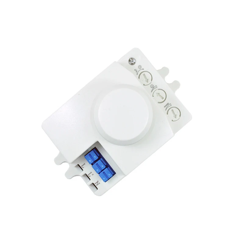 Mini High Frequency Microwave Motion Sensor, Característica Ajustável, 220V, 360 Graus, Luz LED, Interruptor Sensor Automático