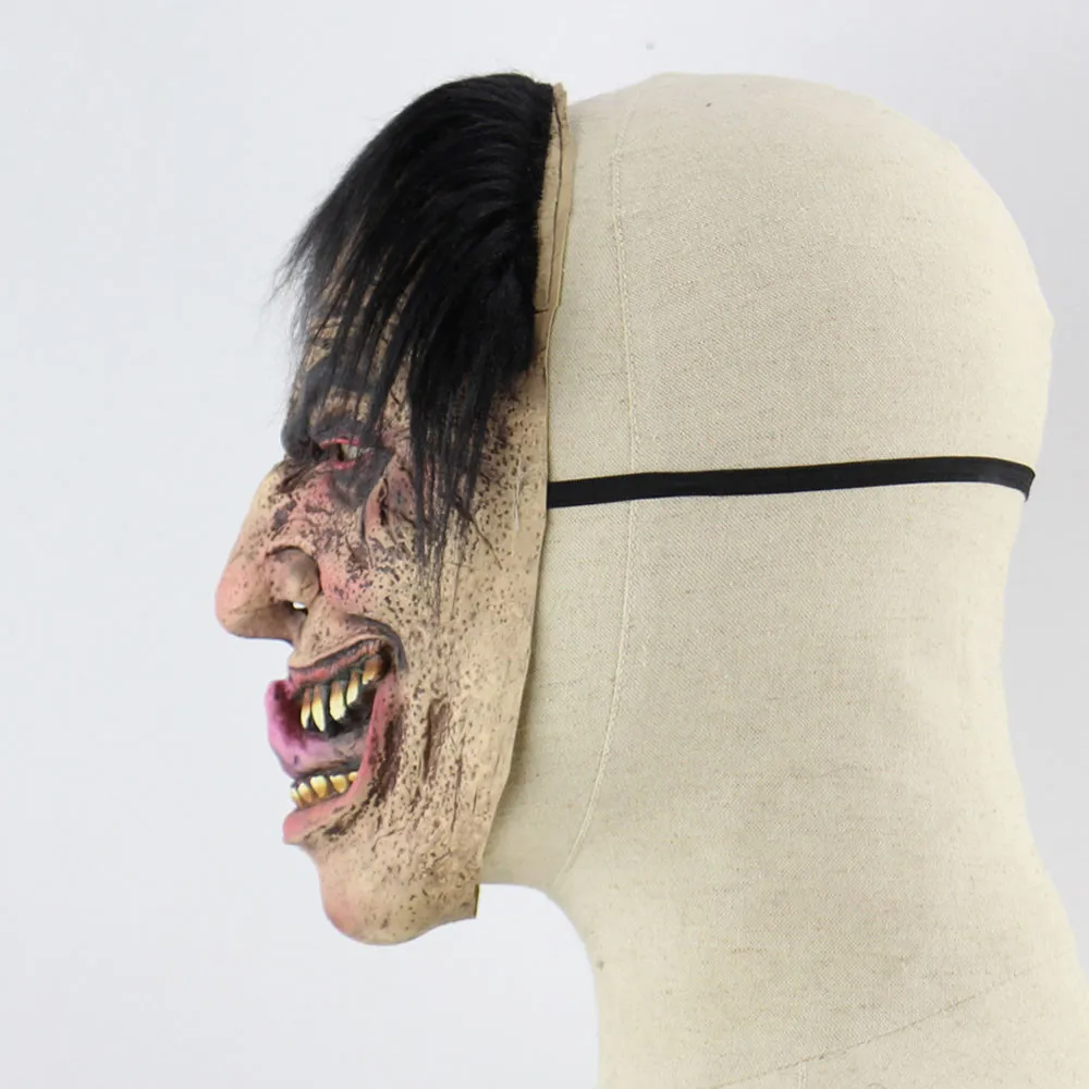 Śmieszne mdłości twarz ducha maska męska z wielkim językiem Cosplay przerażająca zwariowana twarz maski lateksowe impreza z okazji Halloween rekwizyty kostiumowe
