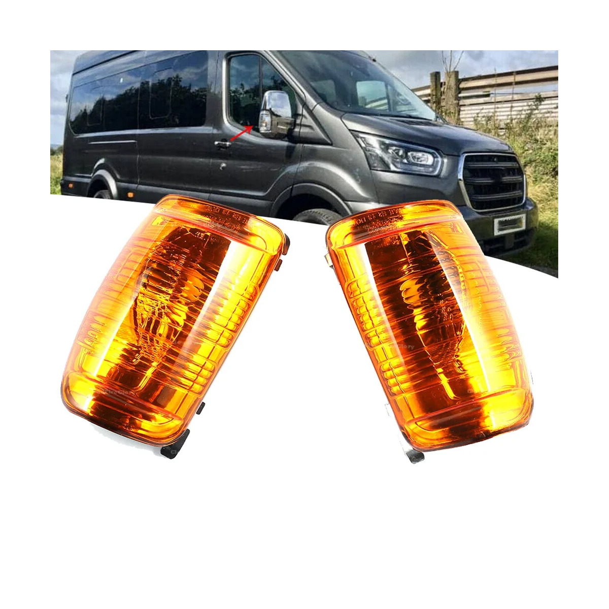 1 Pair Side Wing Mirror Turn Signal Light Lens Housing Indicator Lamp Cover for 2015-Up FORD TRANSIT 150 250