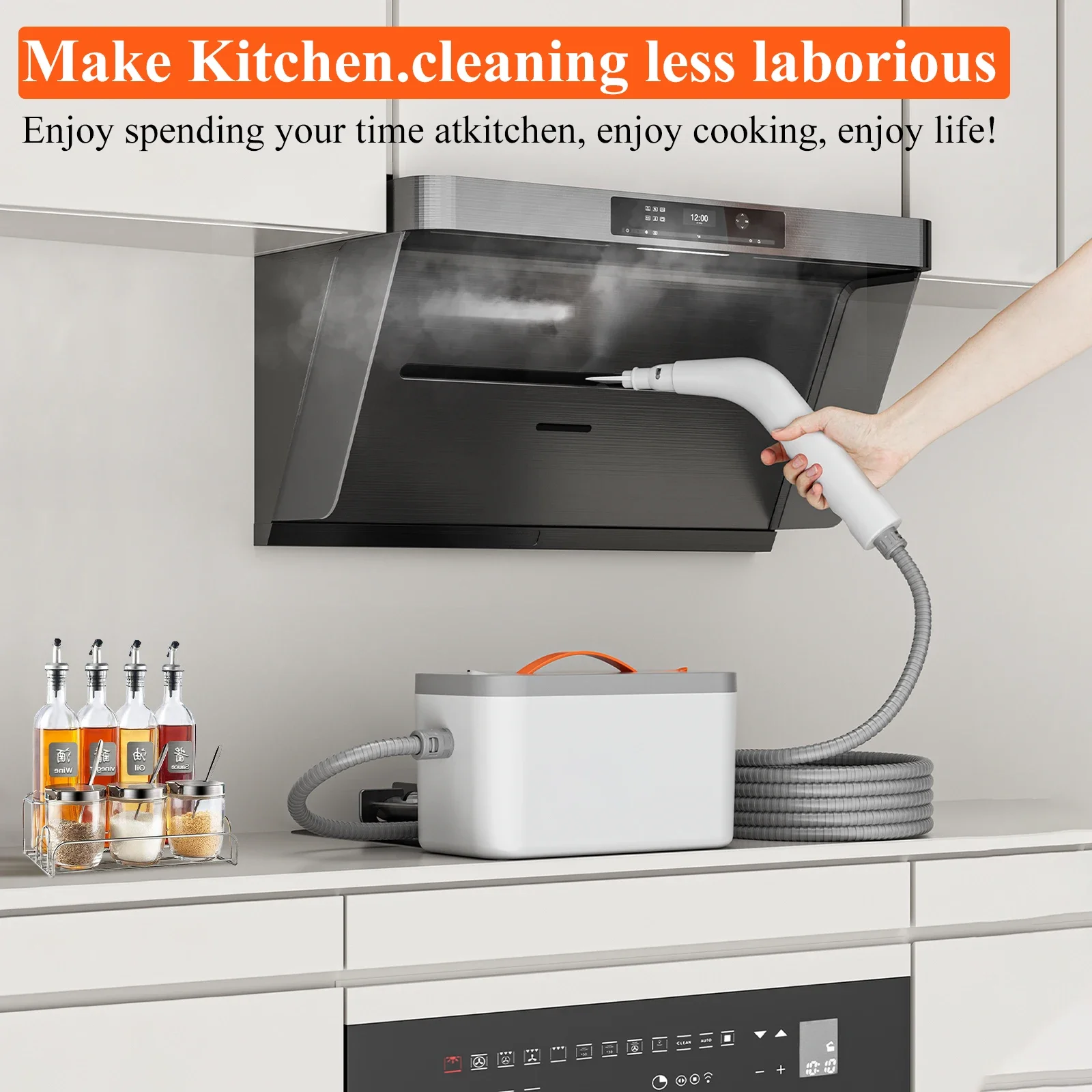 1500W 휴대용 스팀 청소기, 내부 장식품의 어려운 얼룩 및 때를 청소하기 위한 다용도의 강력한 스티머