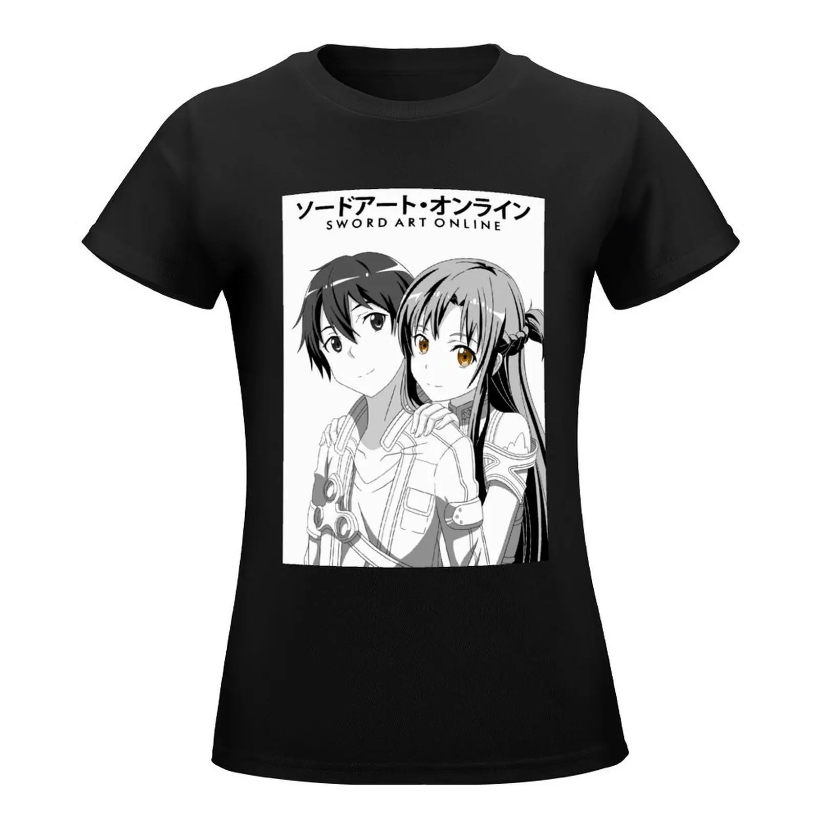 Kirito x Asuna SAO fanart T-Shirt graphics cute tops Women's tee shirt