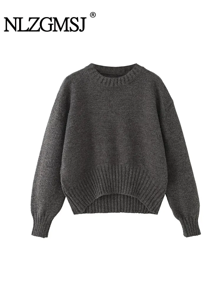 NLZGMSJ Herbst Solide Strick Top Design Sinn Pullover für Frauen Lose Bequeme Gestrickte Pullover Neue frauen Pullover
