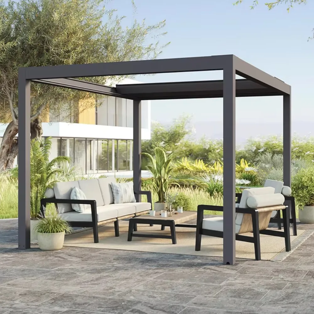

3x4m Aluminum Hardtop Gazebo Waterproof, Outdoor Polycarbonate Pergola Canopy Shelter UV Resistant for Garden Patio Terrace