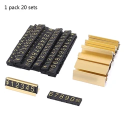 Gold Number Price Tag Signs 20Sets Arabic Numerals Together Price Cube for Shopping Mall Storage Dropshipping