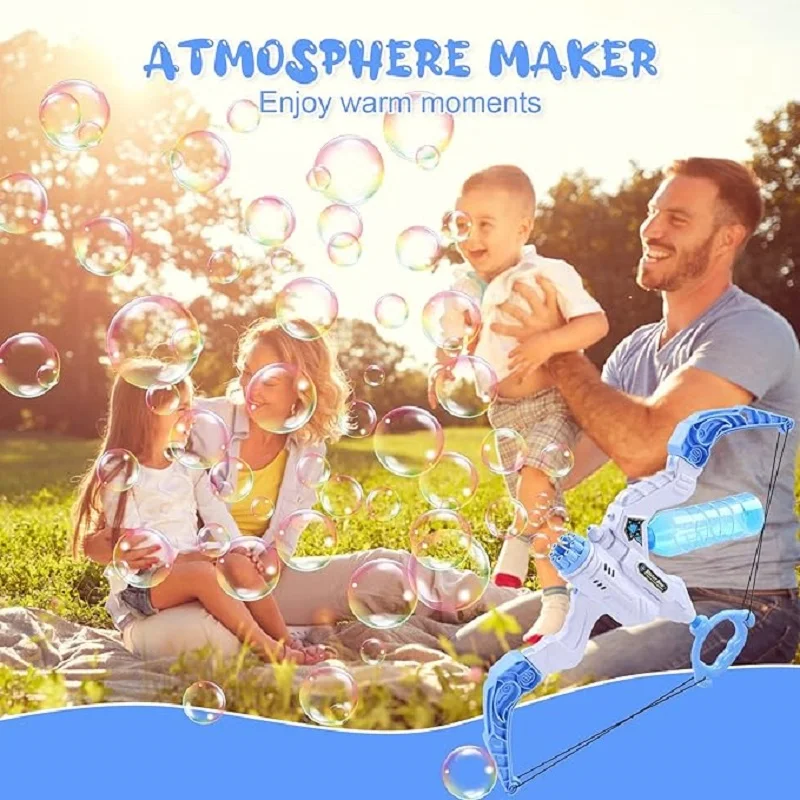 Bubble Machine Gun Upgraded Bow and Arrow 2 in 1 Bubble Water Blaster Light Up Bubble Machine Outdoor Toys Wedding