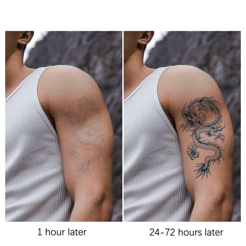 وشم واقعي ثلاثي الأبعاد مؤقت للتنين ، ملصقات مزيفة للرجال والفتيان والأطفال ، قابل للغسل