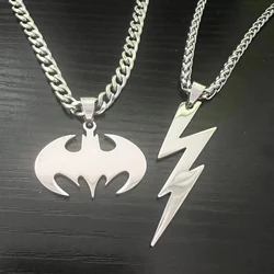 HNSP Bat Flash Stainless Steel Pendant Chain Necklace For Men Jewelry Boy Anime Accessories Gift