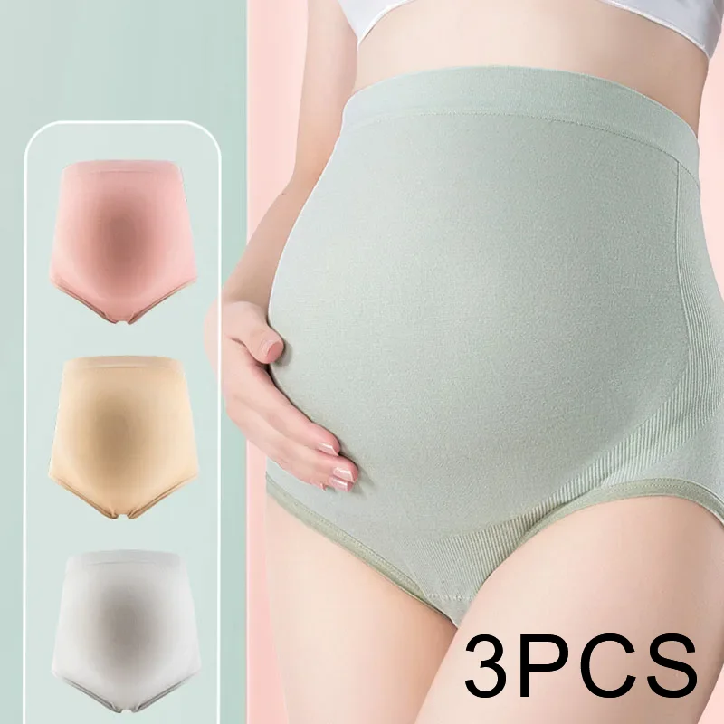 

3PCS/set females Maternity Panties Women's High Waist Full Belly support Panties Comfortable Breathable Pregnancy Panties L-XL