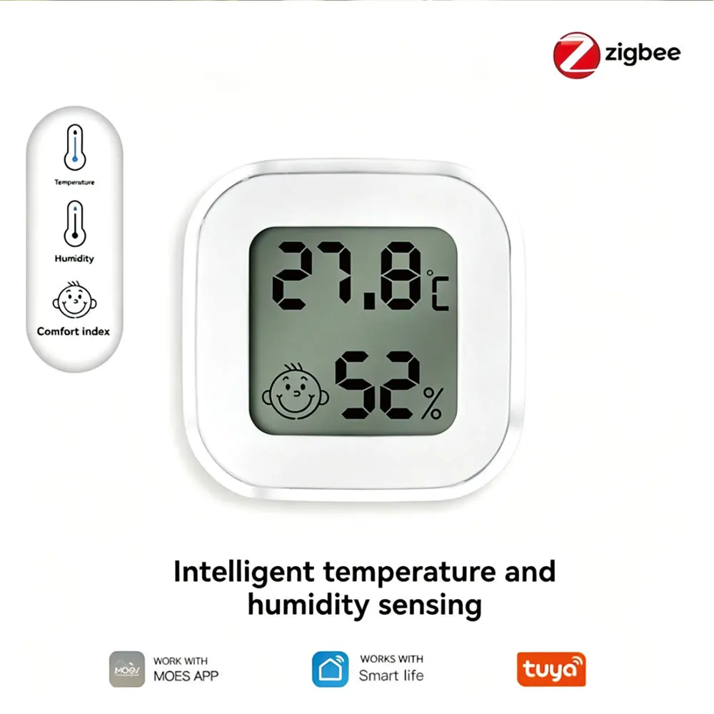 Zigbee Temperatur- und Feuchtigkeitssensor mit LCD-Digitalanzeige, Thermo-Hygrometer, kompatibel mit Alexa, Google Home, Smart Life App und Yandex.