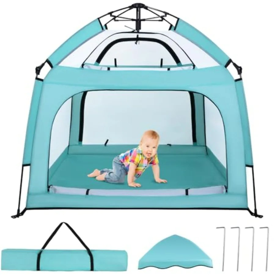 

Портативный детский манеж с навесом, пляжный тент-ограждение для младенцев, москитная сетка для дома и улицы, зеленый