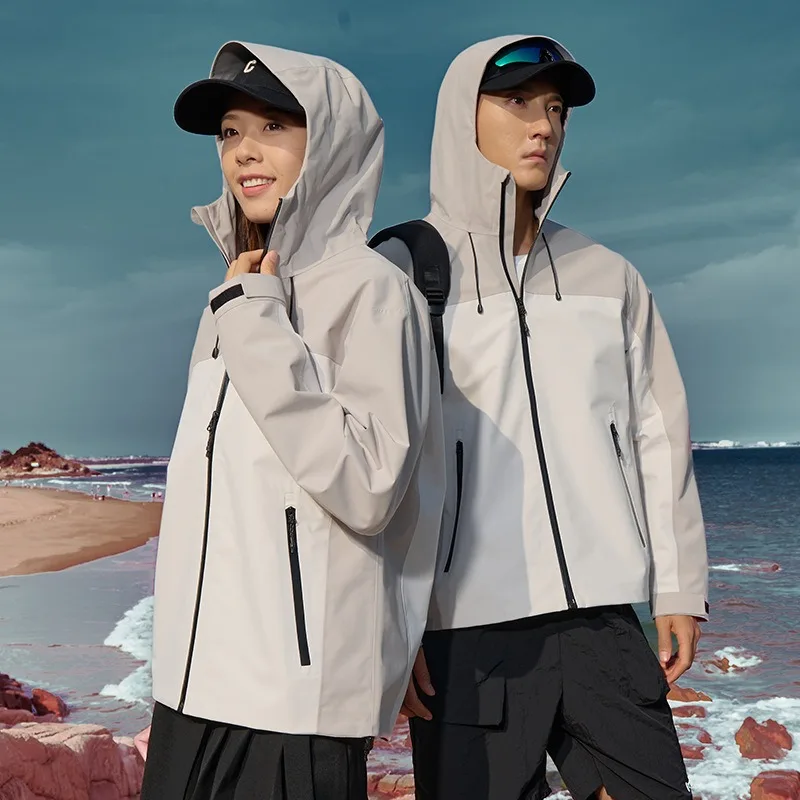 

Men's Hard Shell Jacket Waterproof Windproof Raincoat Anti-Storm Outdoor Hiking Coat Single Layer Windbreaker Autumn Sports