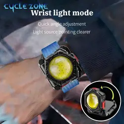 Portable Headlamp Flashlight Watch Light Type-C Rechargeable Headlight Outdoor Night Working Emergency Light Red Warning Lights