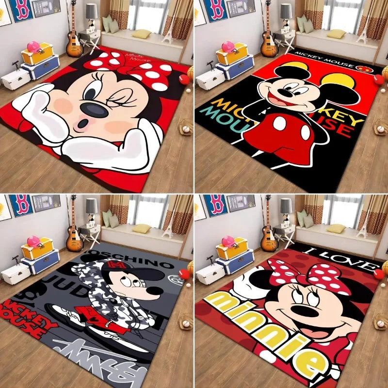 MINISO Disney Mickey Carpet for Living Room Home Decor Anti Slip Rugs Bedroom Bedside Baby Crawling Floor Mats Washable Doormat