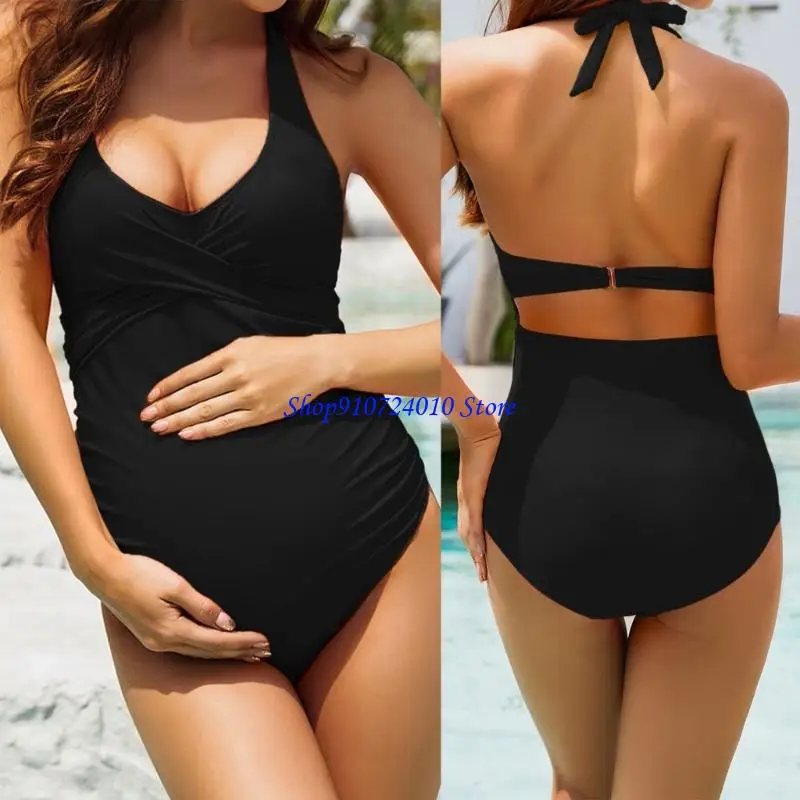 

77HD Купальник для беременных с открытой спиной Боди из полиэстера Бикини Технология быстрой сушки для уроков плавания и по