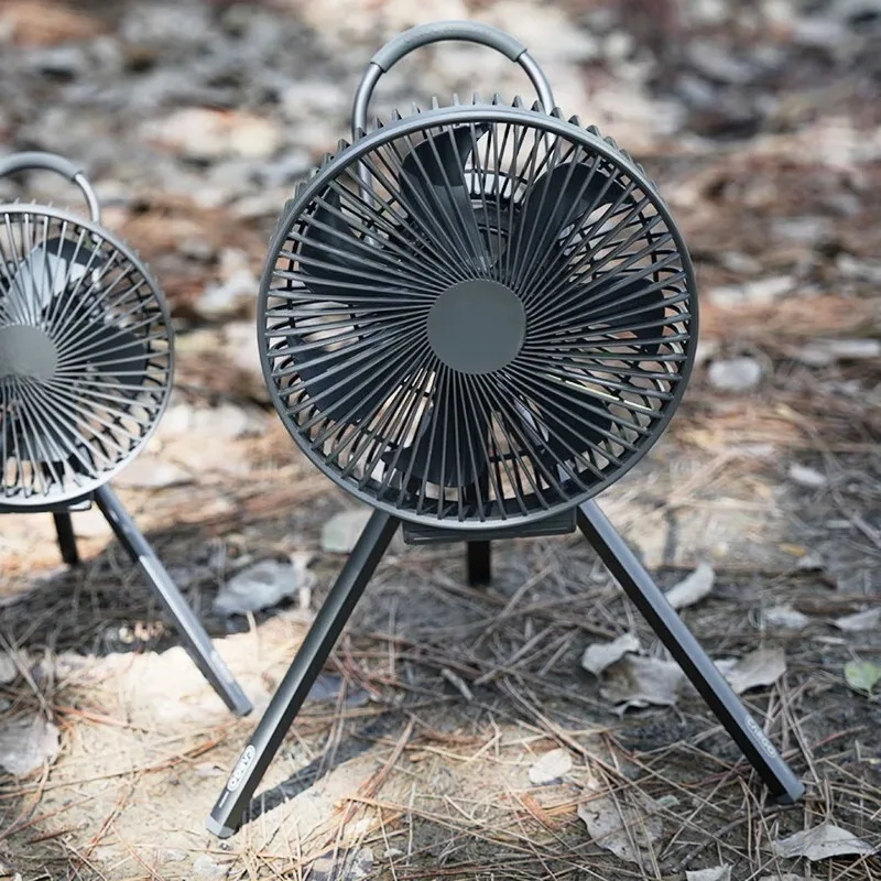 Camping Portable Fan, PTZ Rotating Fan USB Ceiling Fan Silent Fan, Grey-PRO Seven-Leaf Fan