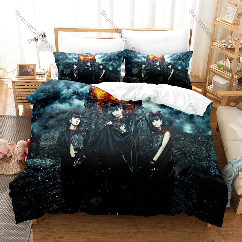 B-Babymetal Band SU-METAL MOAMETAL Kawaii Heavy Metal Japanese Idol Rock Band Logo Print Bedding Set Duvet Cover + 2 Pillowcases