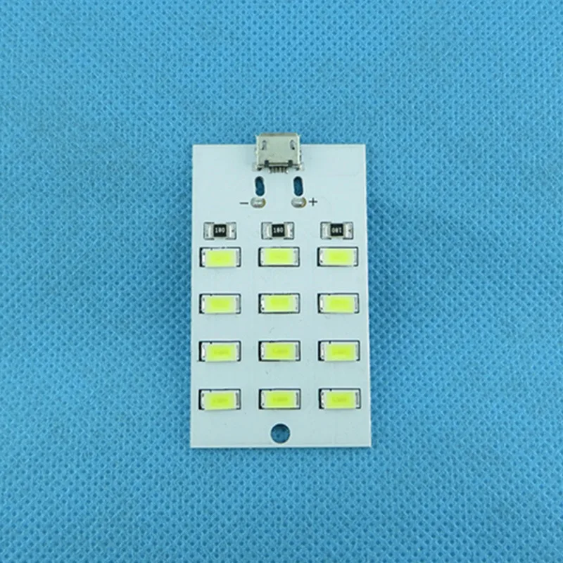 12 ลูกปัดโคมไฟ LED Lighting Board USB ขาตั้งโทรศัพท์มือถือฉุกเฉิน Night พื้นผิวอลูมิเนียม