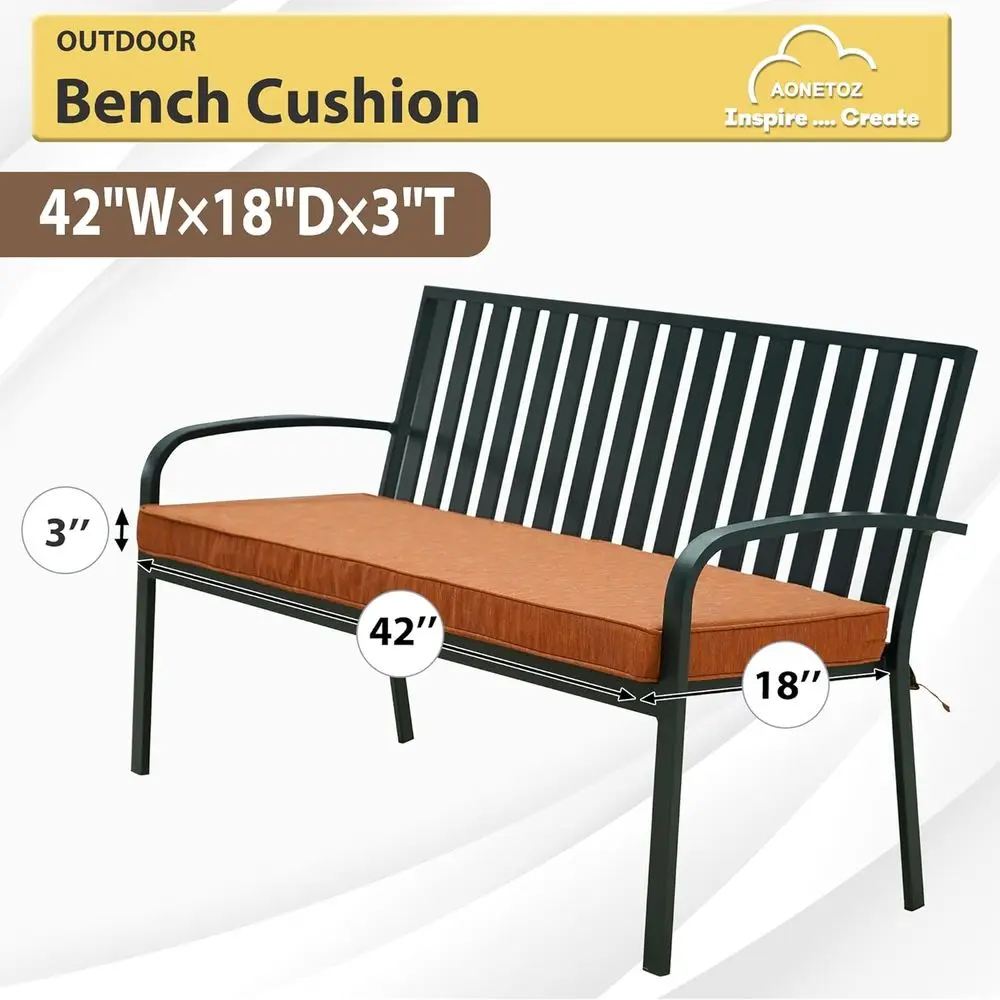 وسادة مقعد خارجية من قماش Olefin مقاومة للماء، غطاء قابل للإزالة، مقاوم للبهتان بالأشعة فوق البنفسجية، تتضمن العلاقات، المقاسات: 42 × 18، 48 × 18، 59 × 18 i