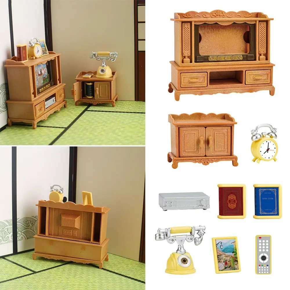 

Multicolor Dollhouse Furniture Plastic Micro Landscape Miniature Furnishing Dolls Accessories Toy Mini TV Cabinet Set For Kids