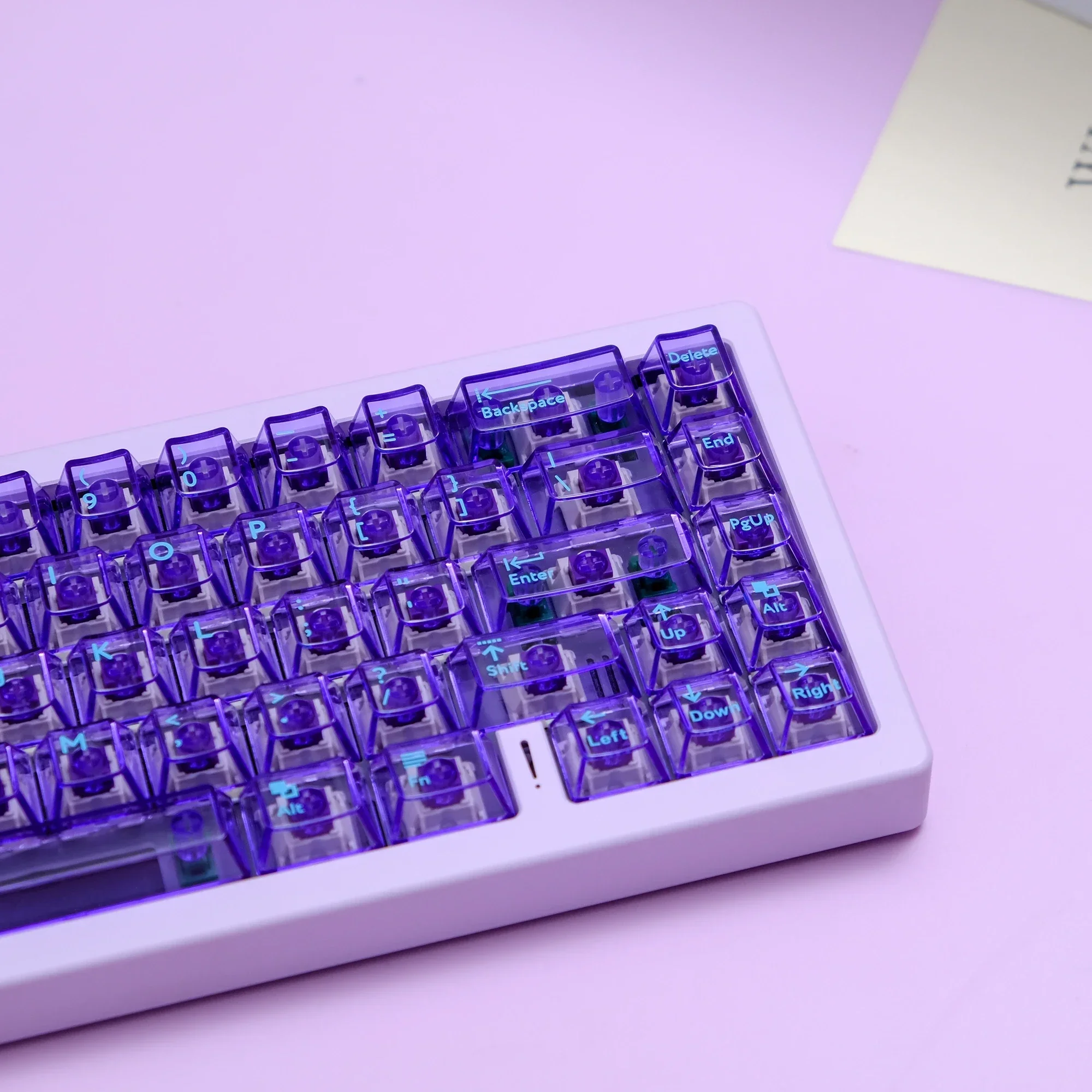 Purple Full Transparent Clear Keycaps 114 Keys Cherry Profile Double Shot PC Keycaps for Gateron MX Switches Mechanical keyboard