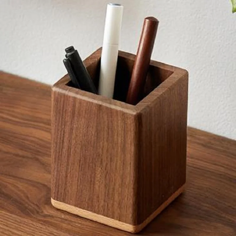 Wooden Desk Pen Holder Organizer Stationery Stand for Office School Pencil Storage Supplies Home Use view 5