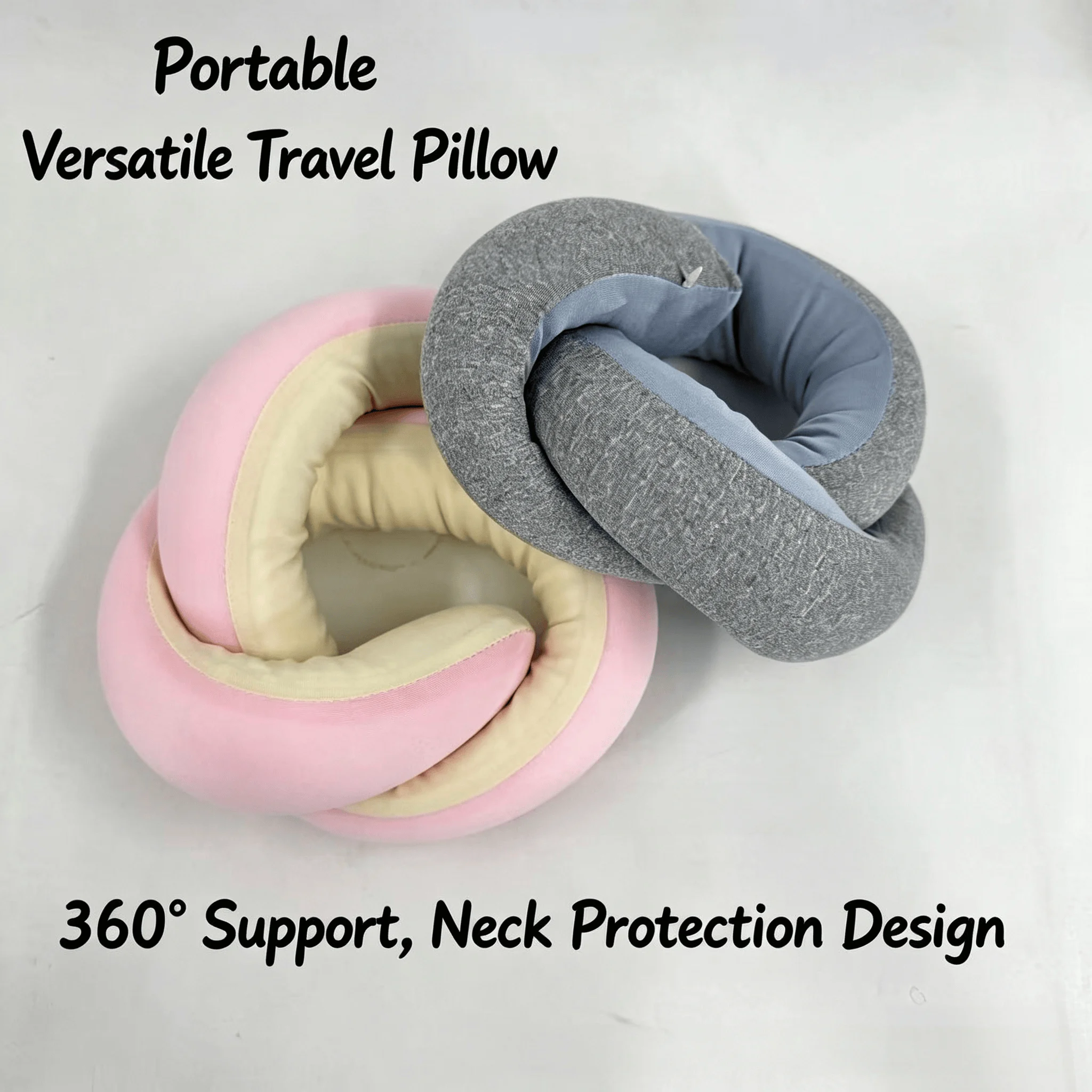 Twistable Spiral Neck Pillow Bendable U-Shaped Travel Pillow for Airplane Car Office Flexible Neck Support Cushion for Sleep Res