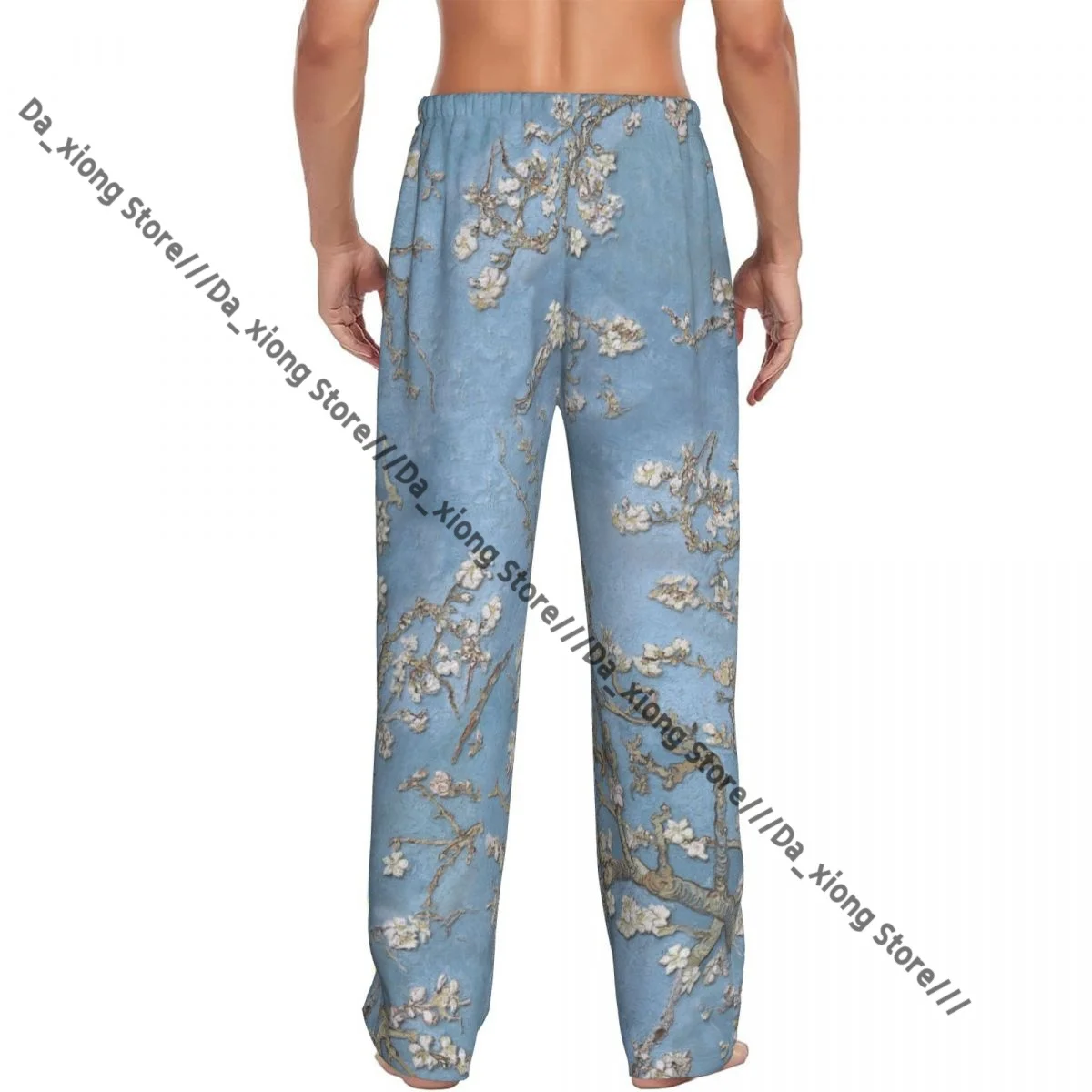 Blue Cherry Blossoms Mens Pajamas Pyjamas Pants Lounge Pants Sleep Bottoms