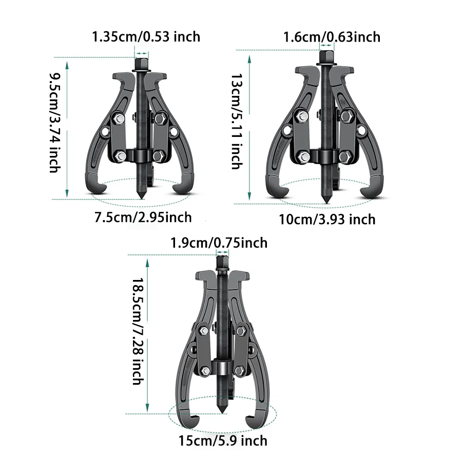 Gear Puller 3/4/6 Inch 3 Jaw 2 Jaw Reversible Pulley Remover Tool Bearing Flywheel Removal Kit Heavy Duty Professional Grade