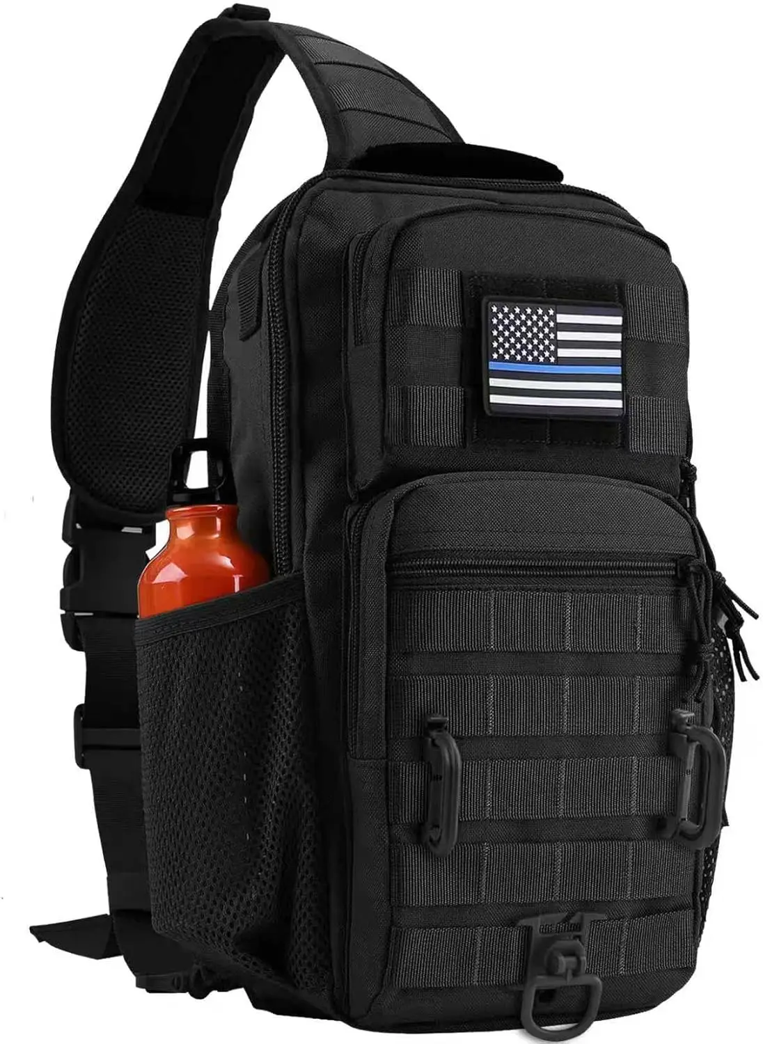 

Rover Sling Pack Tactical Shoulder Bag Crossbody Backpack with Bottle Holder, Black
