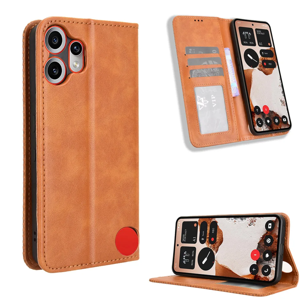 

Wallet With Card Slot Photo Frame Stand Magnetic Flip Leather Case For Nothing CMF Phone 2 1 Pro Anti-fall Cover