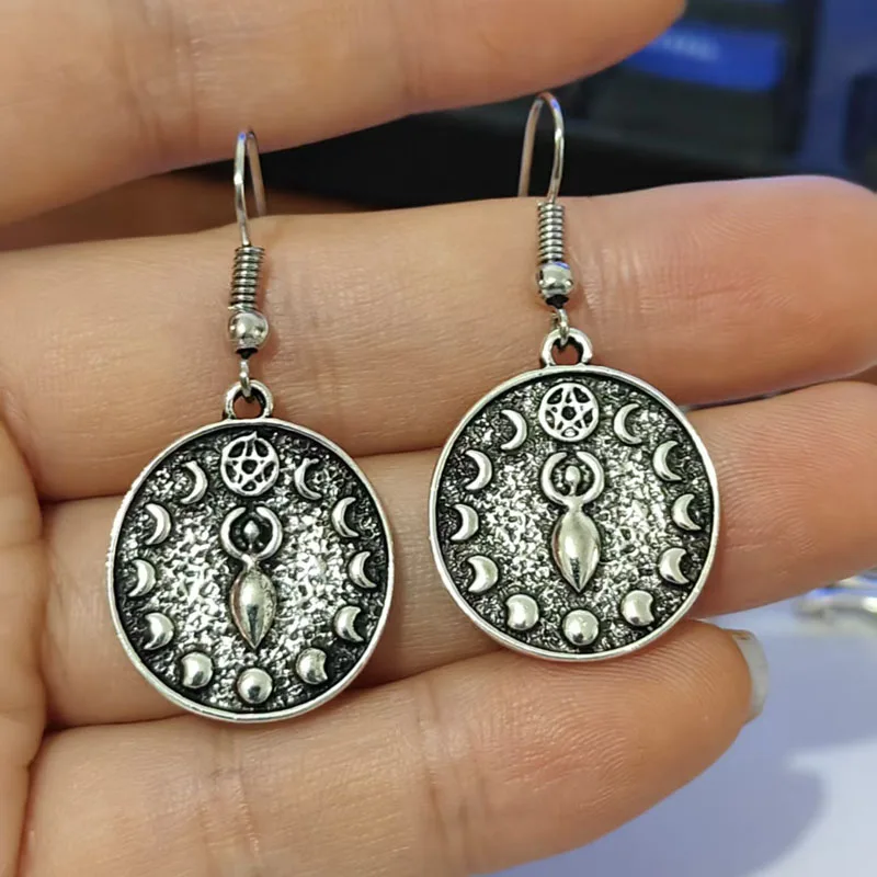 1pair Wiccan Moon Phase Goddess Earring for Women