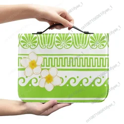 Polynesian Frangipani Pattern Print Bible Bag Handbags for Women Zipper Handle Bible Carrying Case Practical Bible Storage Bags