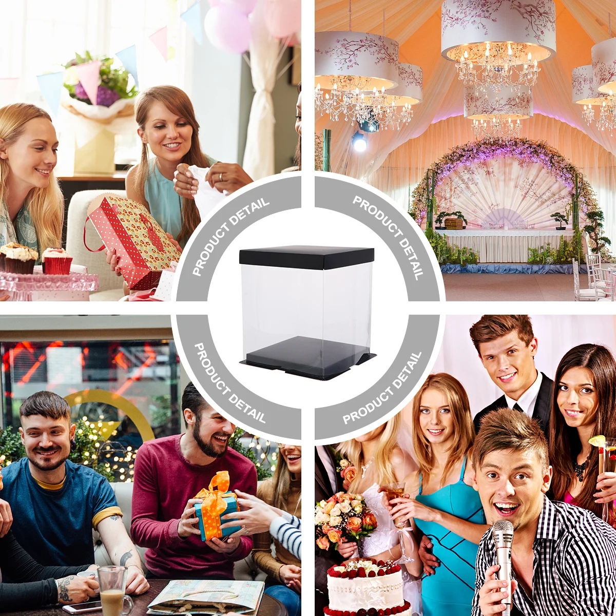 

4Pcs Transparency Cake Box High Quality Cardboard Ideal Special Events Birthday Wedding Bake Sales Cupcake Sharing Party Favor