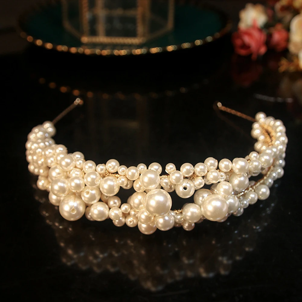 Handmade Beading Irregular Pearl Hair Hoop For Women Luxury Party Wedding Headbands Hair Accessoires Headdress Jewelry