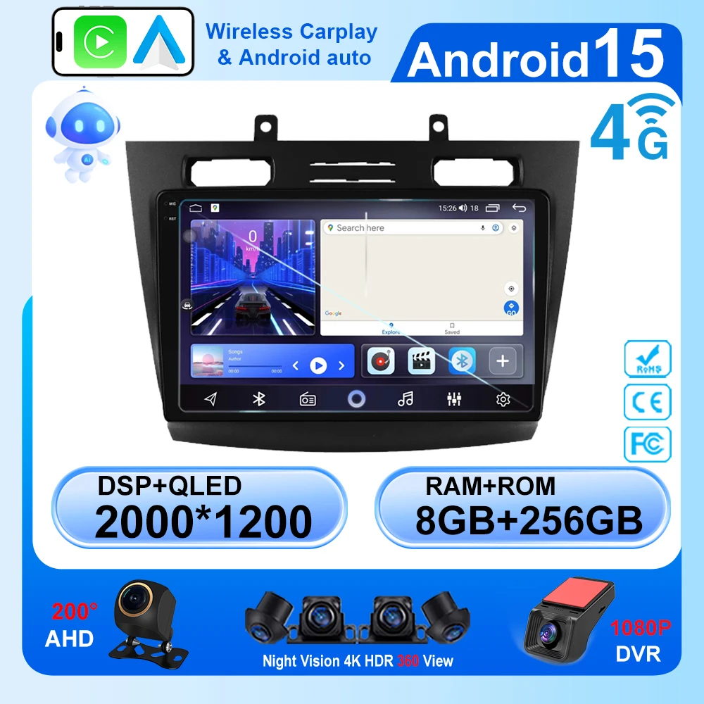 Android 15 Car Radio For Ford Transit Connect 2005-2014 4G Multimedia Navigation Bluetooth Wirelss Carplay Auto WIFI GPS QLED