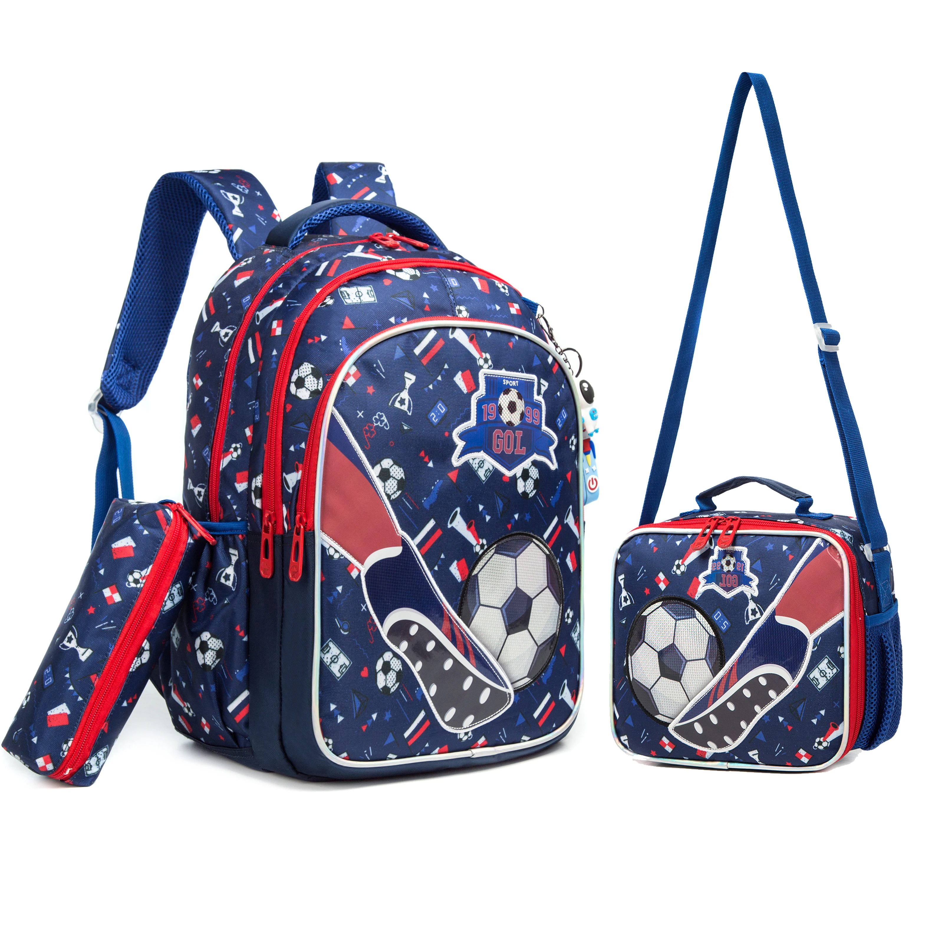 Football School Backpack for Boys Backpack with Lunch Box Boys Backpack for Preschool Elementary School Students