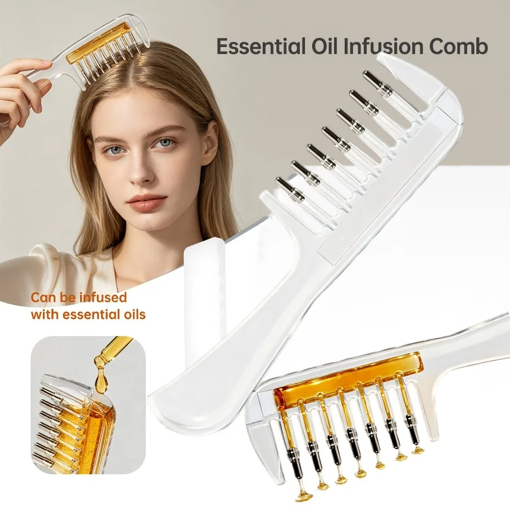 Portable Transparent Hair Root Comb Liquid Guide Applicator Scalp Massage Comb Hair Oil Serum Brush Anti-Leak Hair Care Tool