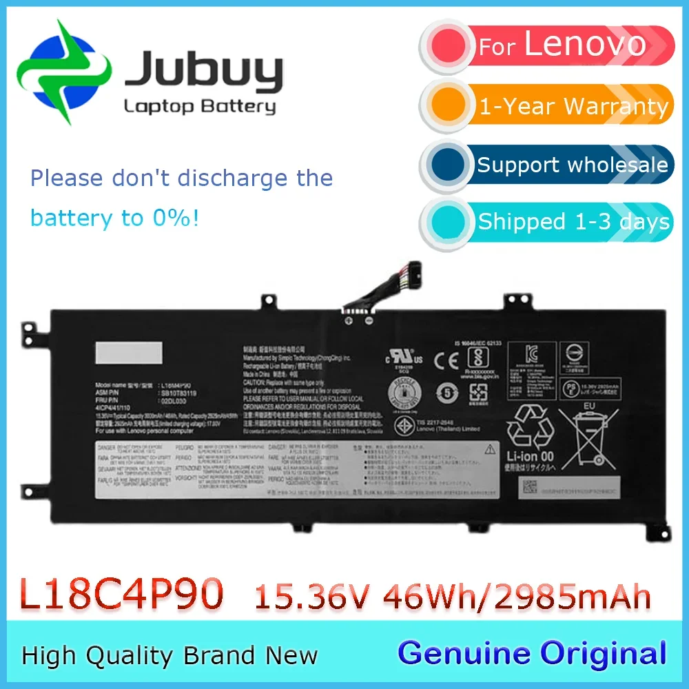 

L18C4P90 15,36 В 46 Втч оригинальный аккумулятор для ноутбука Lenovo ThinkPad L13 Yoga 02DL030 L18D4P90 L18M4P90 и т. д.