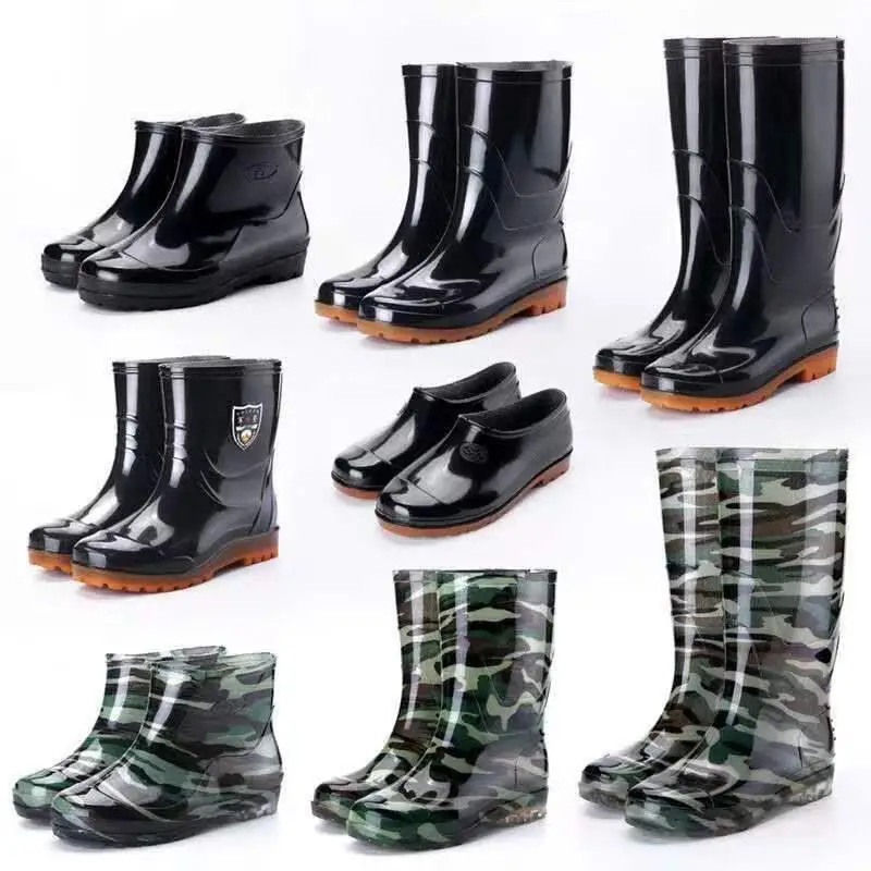 Men's Anti-Slip Wear-Resistant Rain Boots Chef Shoes Kitchen Work Shoes Casual Leather Shoes Oil-Resistant Water Boots