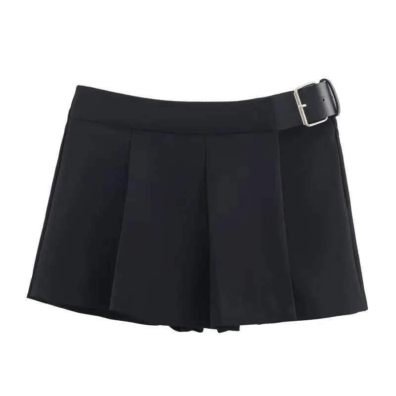 Casual Pantskirt Belt Decoration Summer Shorts Pants Office Lady Streetwear Women Loose Fashion Short Skirt Pants