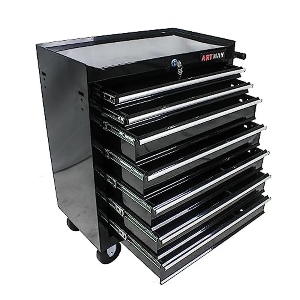 7-Drawer Rolling Tool Chest on Wheels Garage Warehouse Workshop Repair Shop Cold Rolled Steel Construct Lockable & Durable