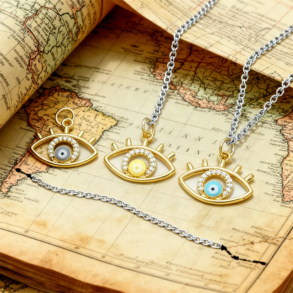 

4Pcs Pendants Brass Zirconia Enamel Evil Eye Charms for Diy Jewelry Necklace Bracelet Jewelry Making Accessories for Women Men