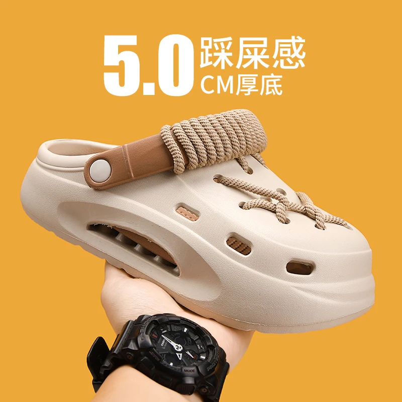 

Men's Breathable Slip-On Water Shoes 2025 Fashion Hollow-Out EVA Outdoor Sandals for Summer Beach Thick Bottom Couples Sandals